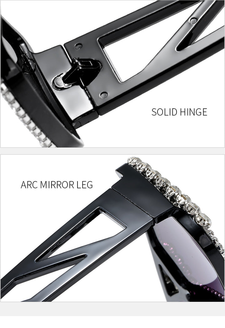 Women's Glamorous Oversized Sunglasses with Sparkling Frame and UV Protection Bowlift