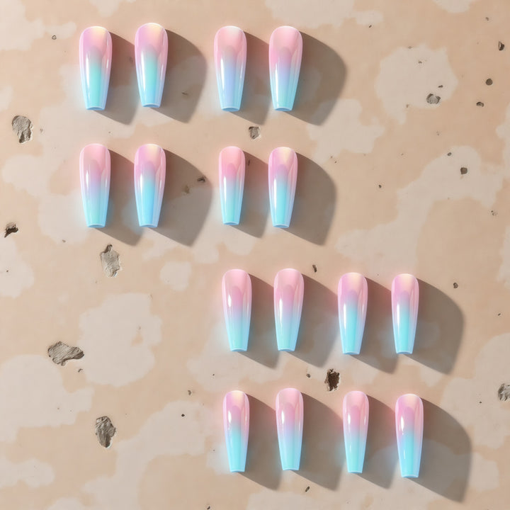 Artificial nails in modern glitter gradient design Bowlift