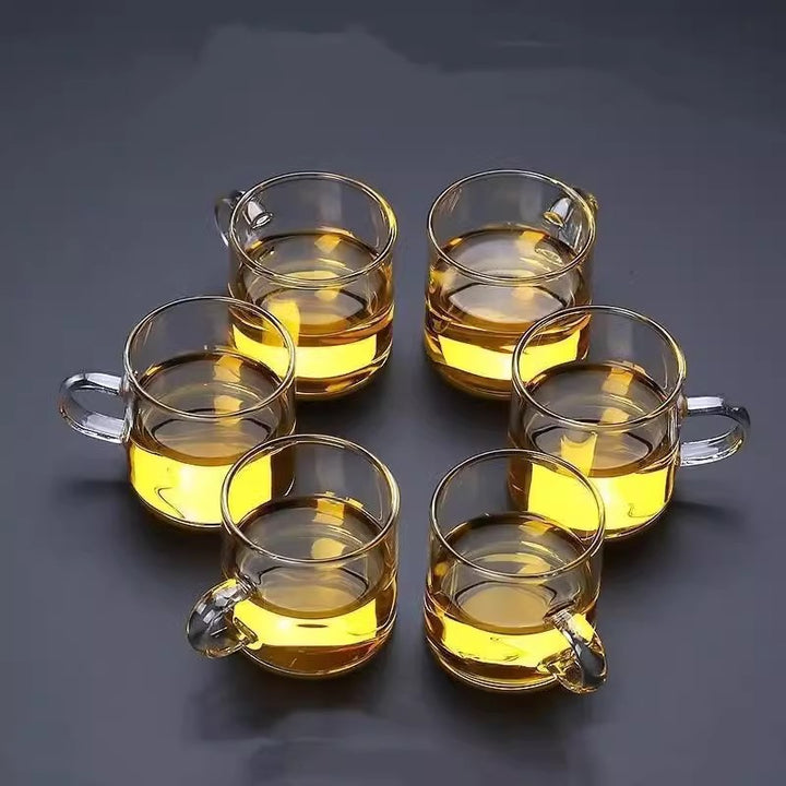 Insulated Double-Walled Glass Teacup Set with Accent Handles Bowlift