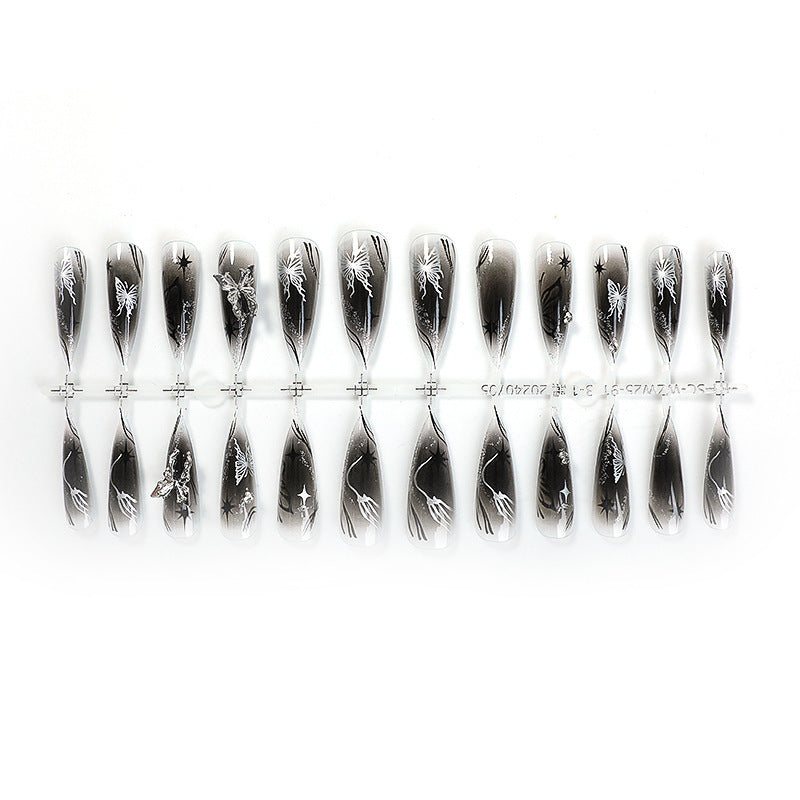 Artificial nail set with elegant floral design and sparkling accents Bowlift
