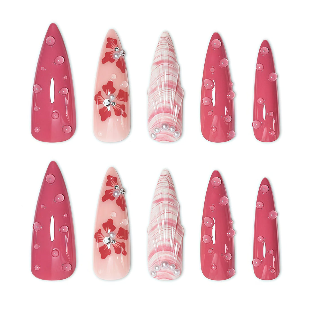 Premium Floral Stiletto Nail Enhancements Bowlift