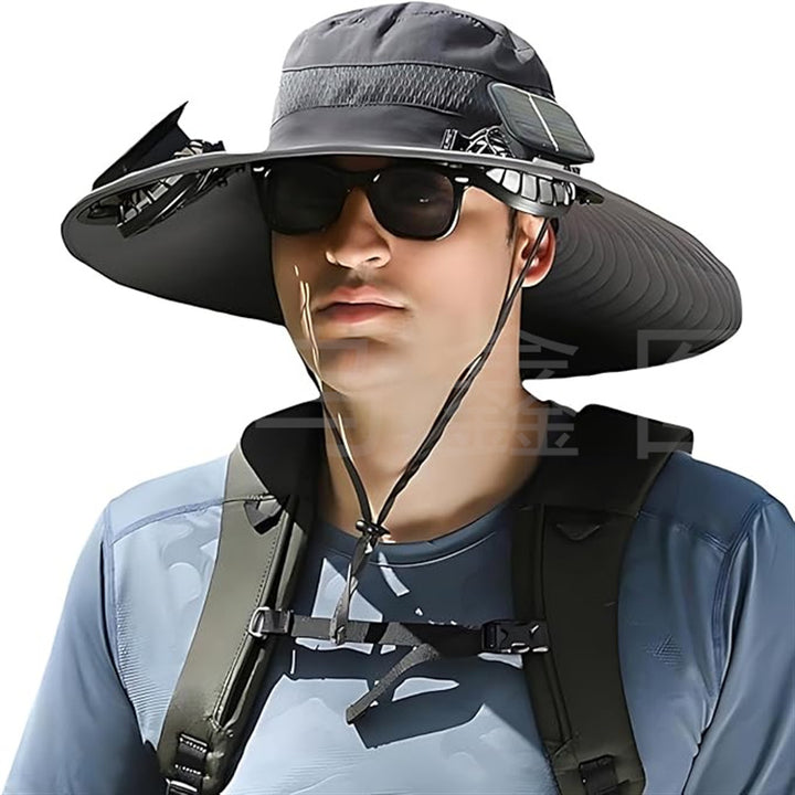 sun hat with solar-powered fan and wide brim Bowlift