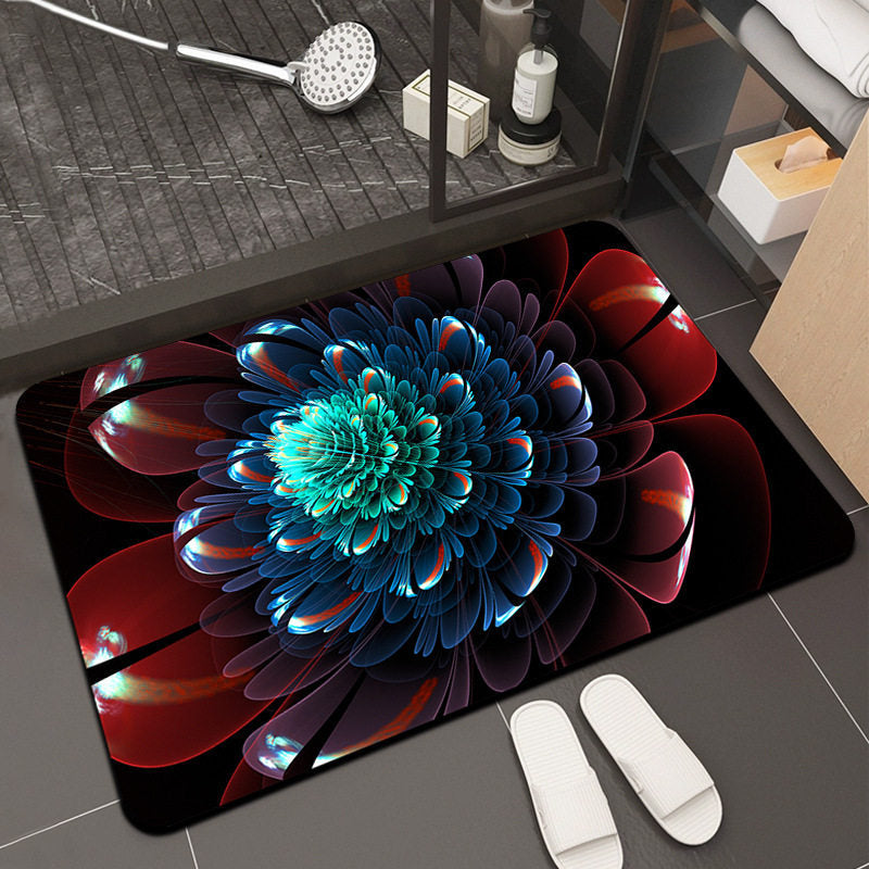 Floral Design Memory Foam Bath Mat Bowlift