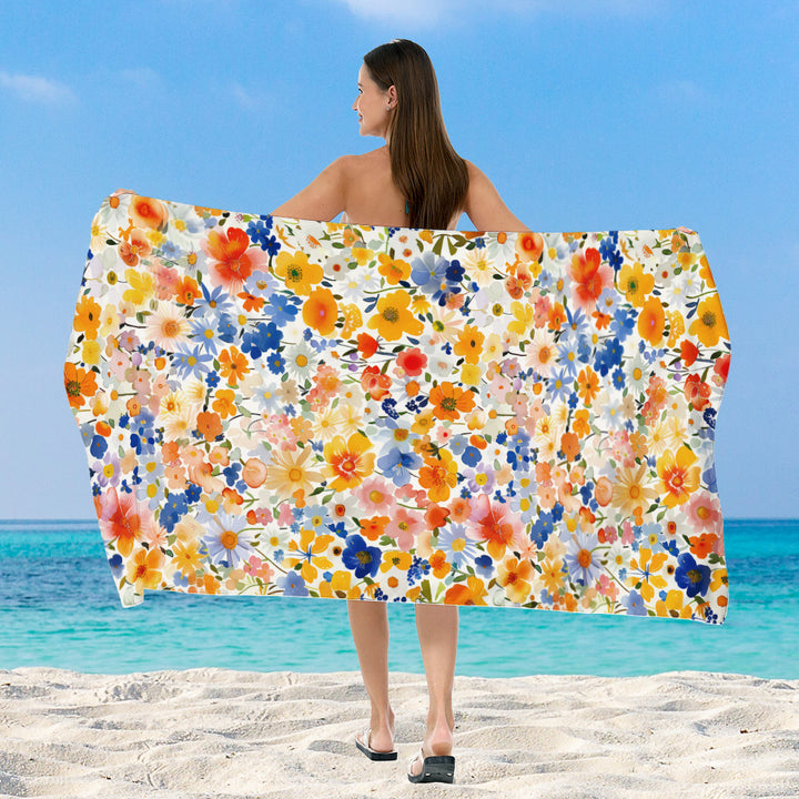 Beach towel with elegant floral watercolor design Bowlift