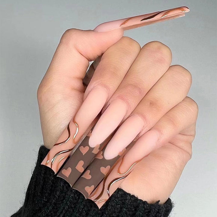 Trendy Heart-Design Press-On Nail Tips Bowlift