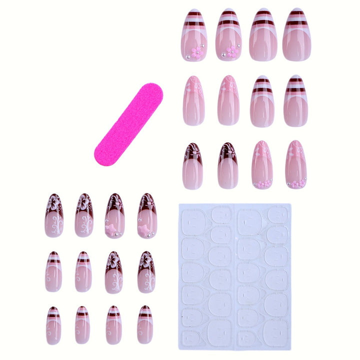 Artistic Floral Press-On Nail Enhancements Bowlift