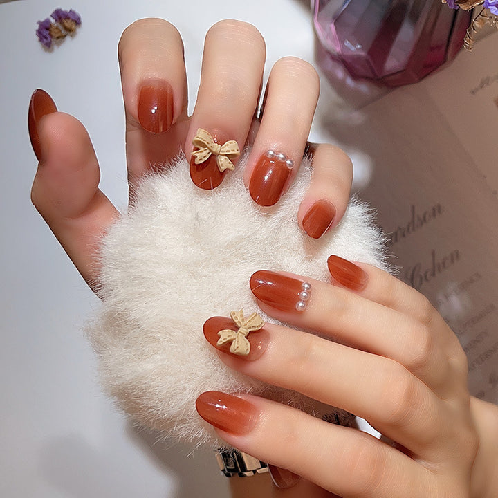 Elegant Floral-Accented Press-On Nails Bowlift