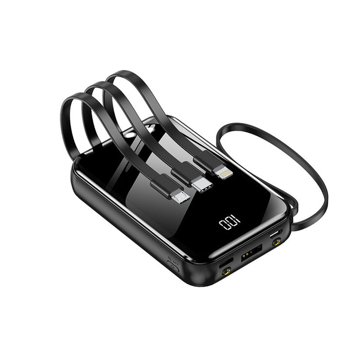 Portable power bank with integrated charging cables and digital display Bowlift