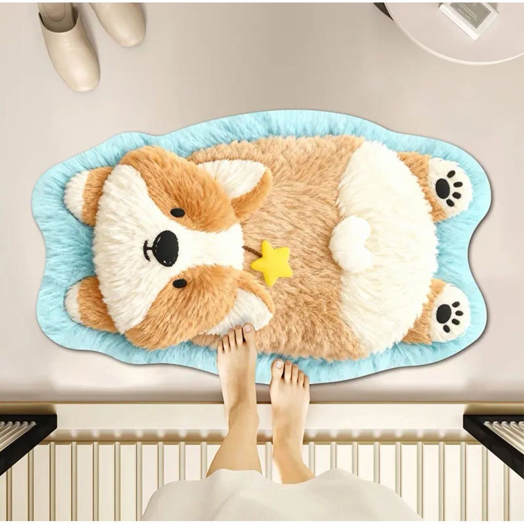 Plush Dog-Themed Bath Mat