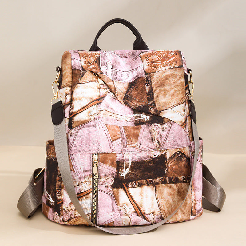 Stylish Denim Pattern Backpack Bowlift