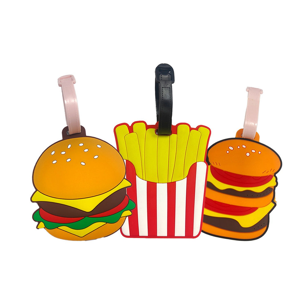 novelty burger shaped silicone luggage tag with flexible strap Bowlift