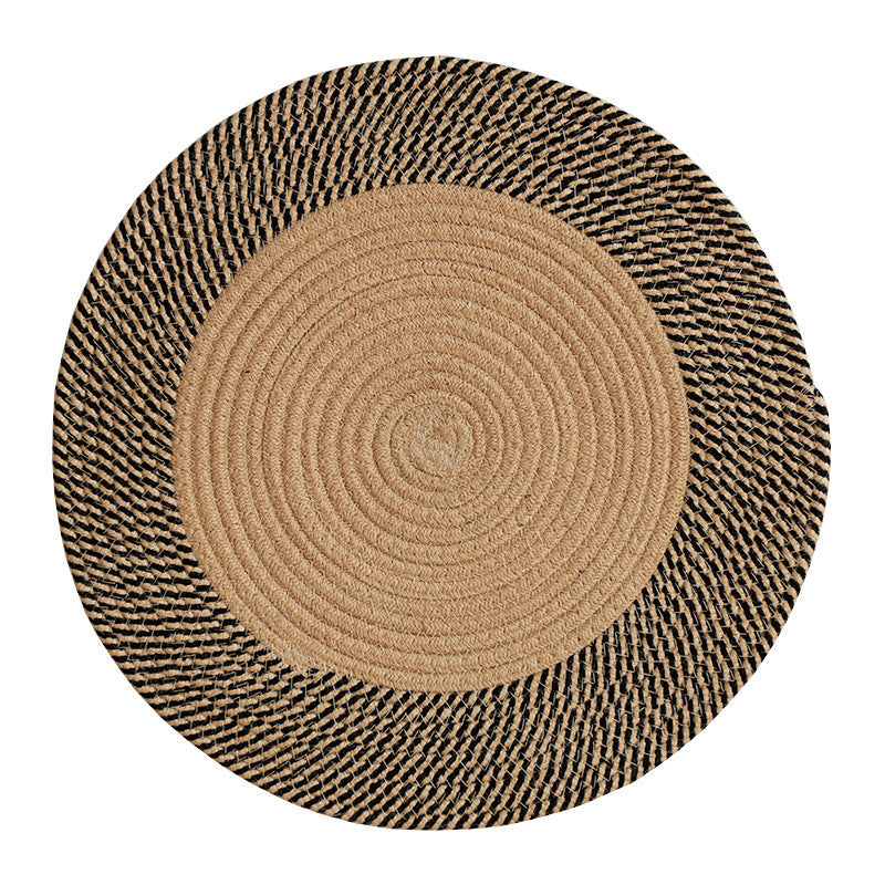 Rustic Round Rug with Fringes Bowlift