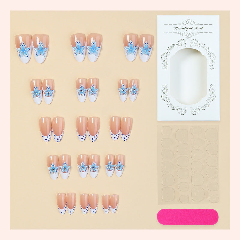 Artificial nail set with maritime motifs and glamorous decorations Bowlift