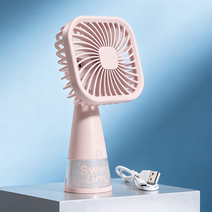 Ladies Portable Hand Fan with USB Charging Function and Flexible Tilt Mechanism Bowlift