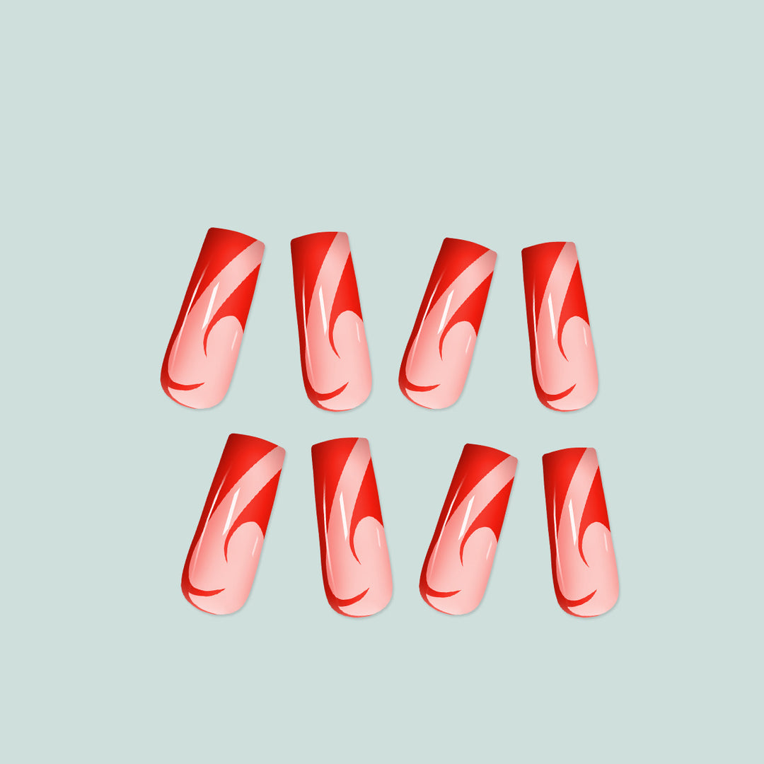 Artful nail extensions with fire pattern Bowlift