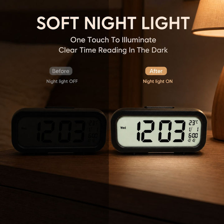 Digital alarm clock with temperature sensor and large LED display Bowlift