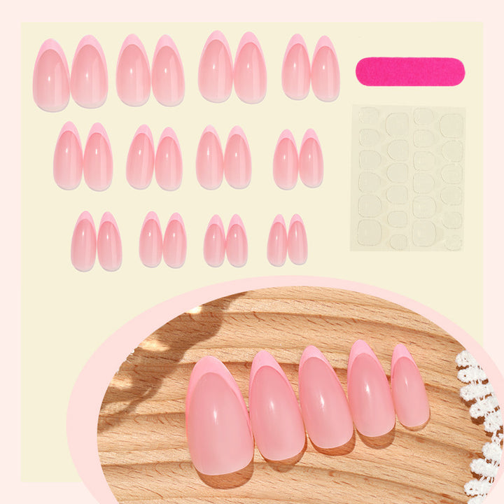 Nail set with elegant French-tip design Bowlift