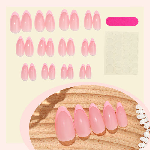 Nail set with elegant French-tip design Bowlift
