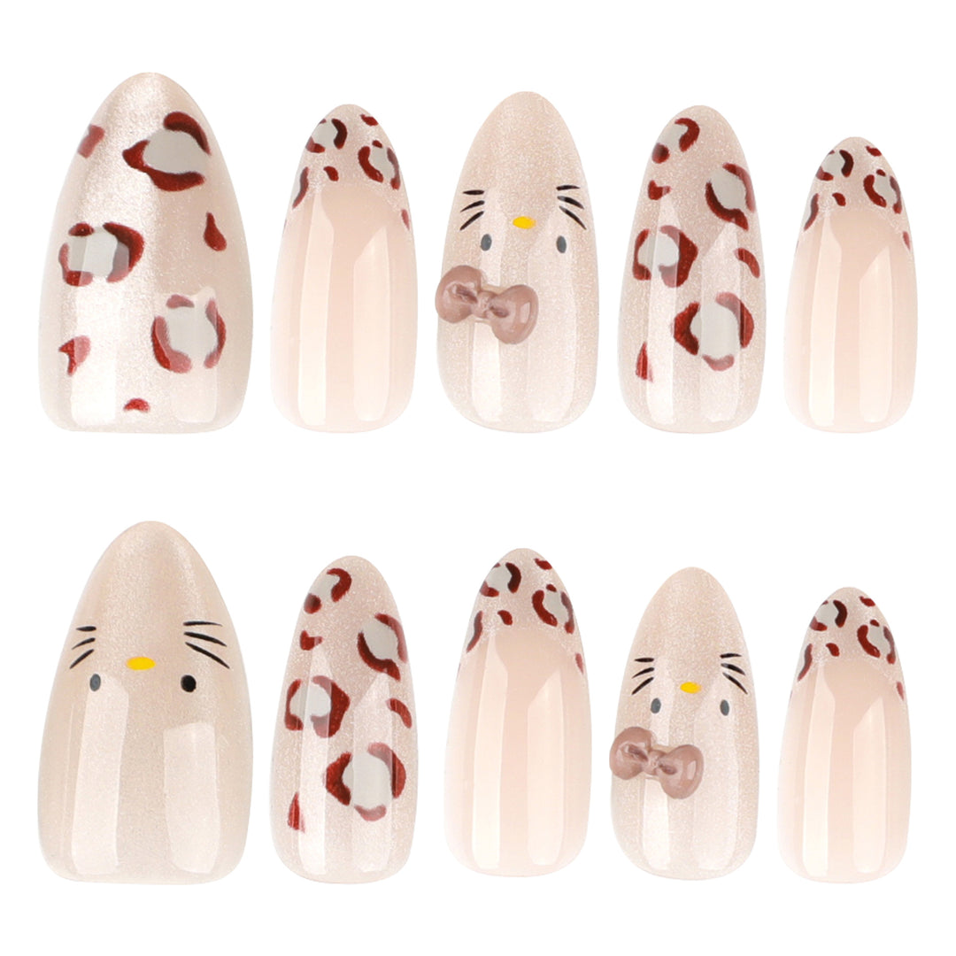 Creative Nail Art with Cute Cat Motif and Glitter Accents Bowlift