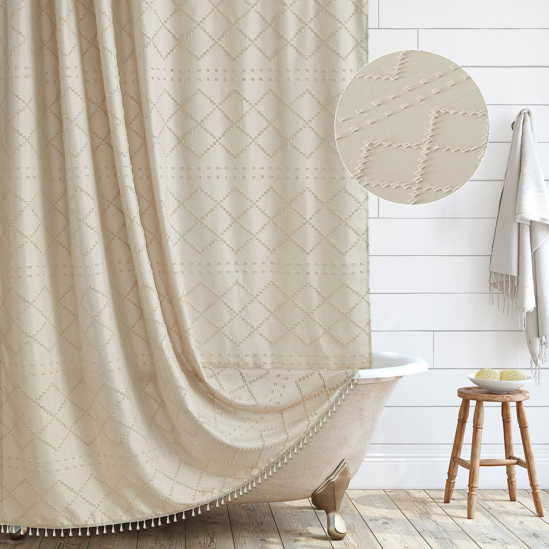 Elegant Textured Shower Curtain Bowlift