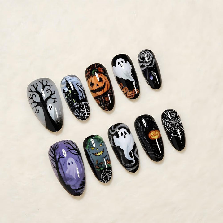 Halloween-Themed Press-On Nail Art Design Set Bowlift