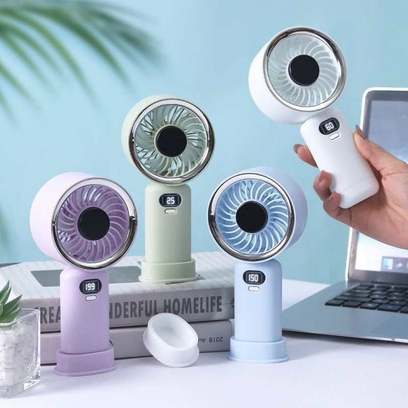 Unisex Portable Hand Fan with Digital Display Bowlift