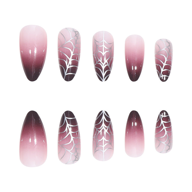 Stiletto Press-On Nails with Spider Web Design Bowlift