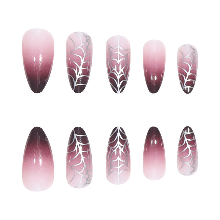 Stiletto Press-On Nails with Spider Web Design Bowlift