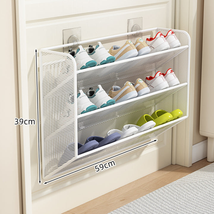 slim overdoor mesh shoe rack organizer with ventilated angled shelf Bowlift