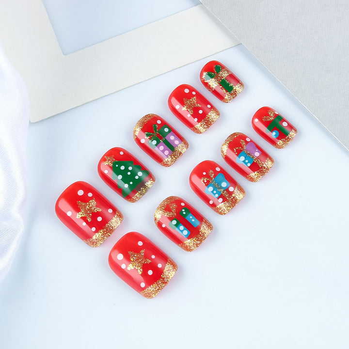 Festive Christmas Themed Press-On Nail Art Bowlift