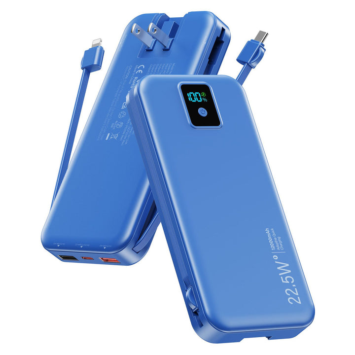 Power bank with digital LCD display and integrated charger Bowlift