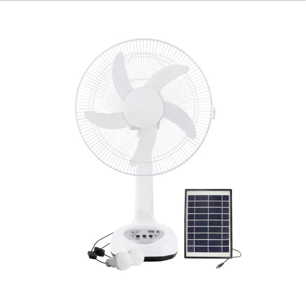 Women's solar-powered pedestal fan with integrated LED lighting and flexible control system Bowlift