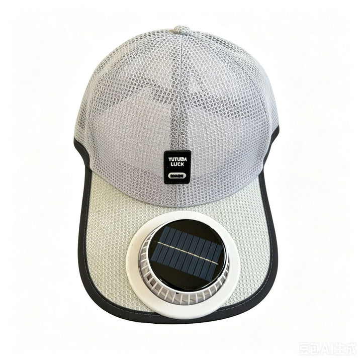 Sun protection cap with integrated solar fan Bowlift