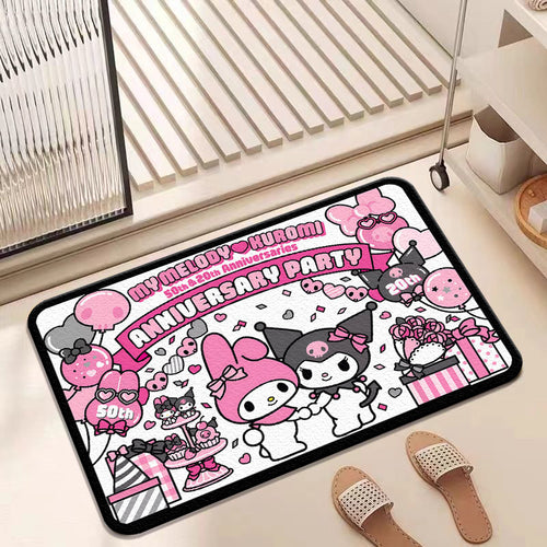 Cartoon-Themed Anniversary Celebration Floor Mat