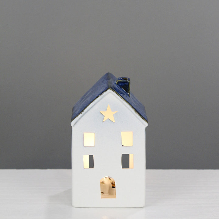 Ceramic House-Shaped Decorative Lantern Bowlift