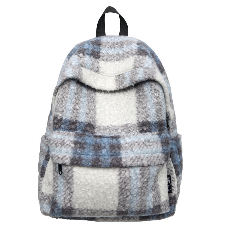 Cozy Fleece Checkered School Backpack Bowlift