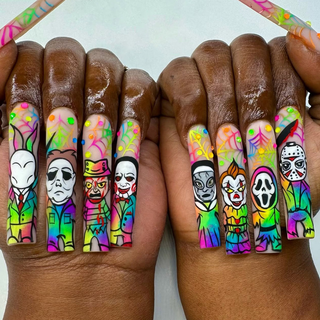 Artistic Horror-Themed Press-On Nails Bowlift
