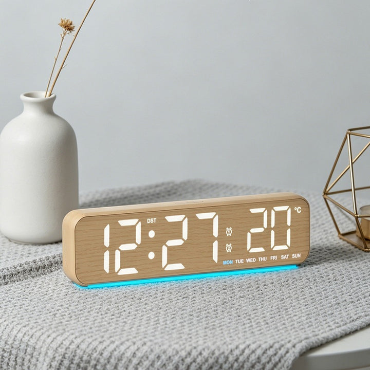 Digital Wood LED Alarm Clock with Temperature and Calendar Function Bowlift