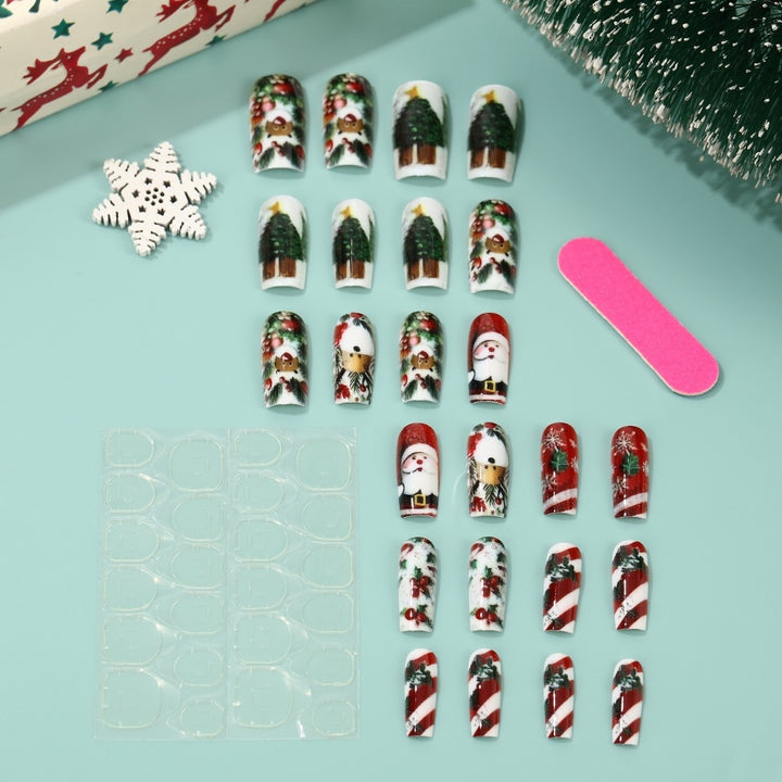 Artificial nails in festive Christmas design Bowlift 1788542011
