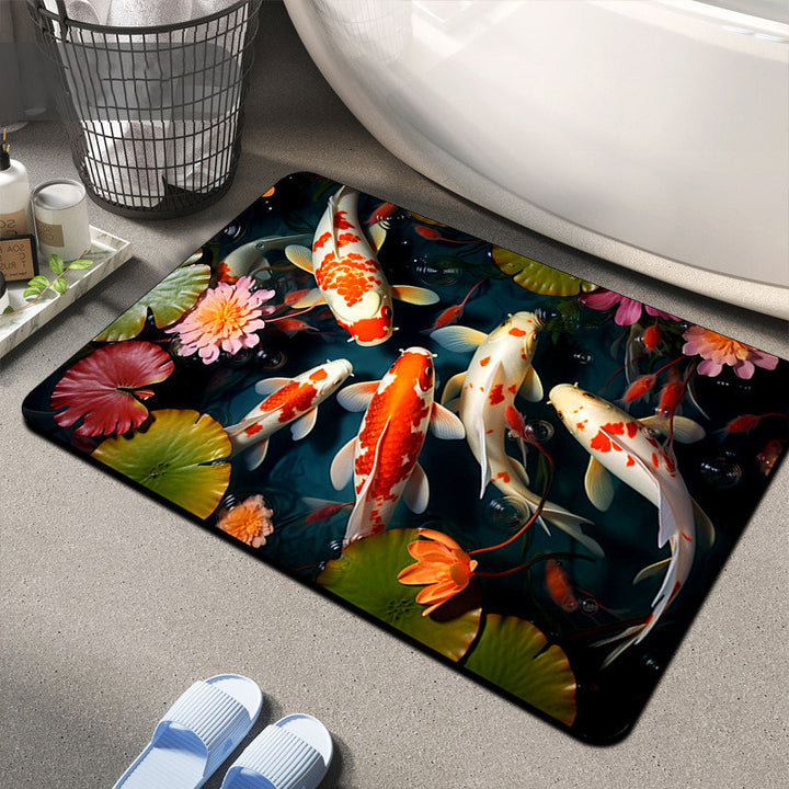 Floral Design Memory Foam Bath Mat Bowlift