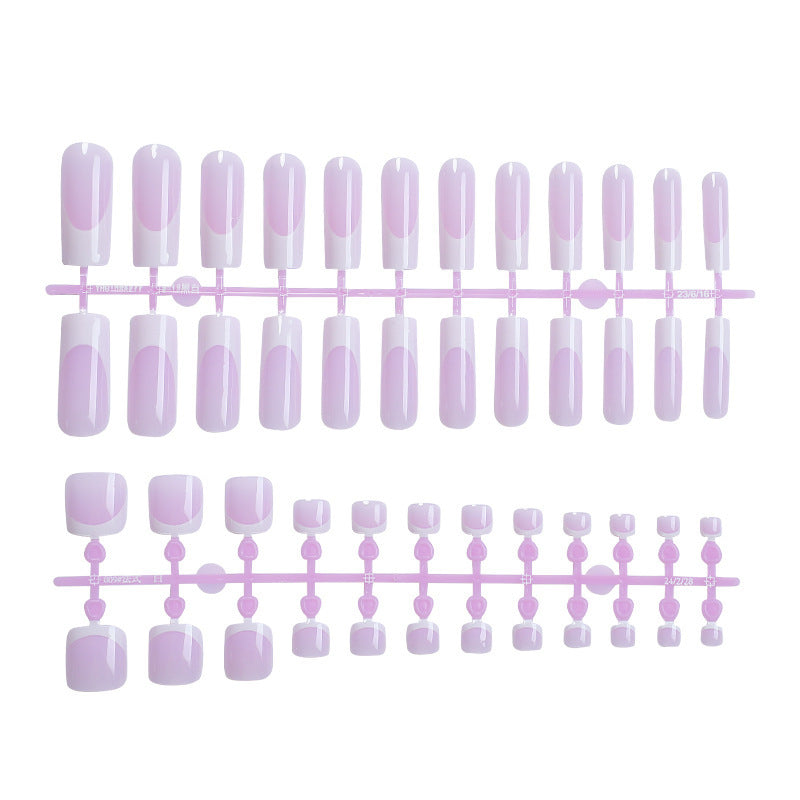 Creative Nail Set with Elegant French Tip and Glitter Effects Bowlift