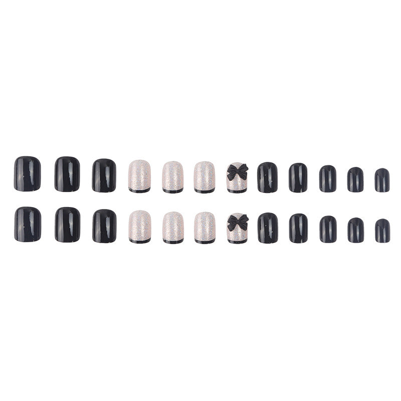 Elegant Stiletto Press-On Nail Set with Decorative Bow Accents Bowlift