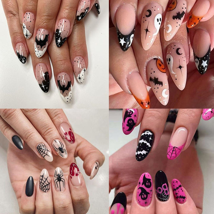 Artful Ghost-Themed Press-On Nails Bowlift