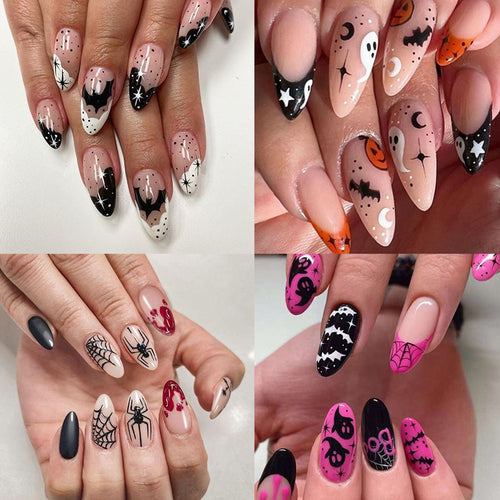Artful Ghost-Themed Press-On Nails Bowlift