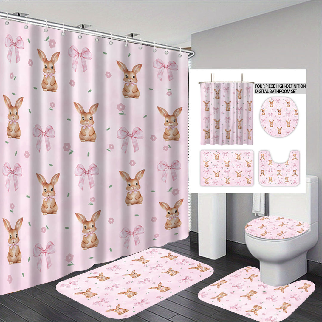 Bunny-Themed Digital Bathroom Decor Set Bowlift