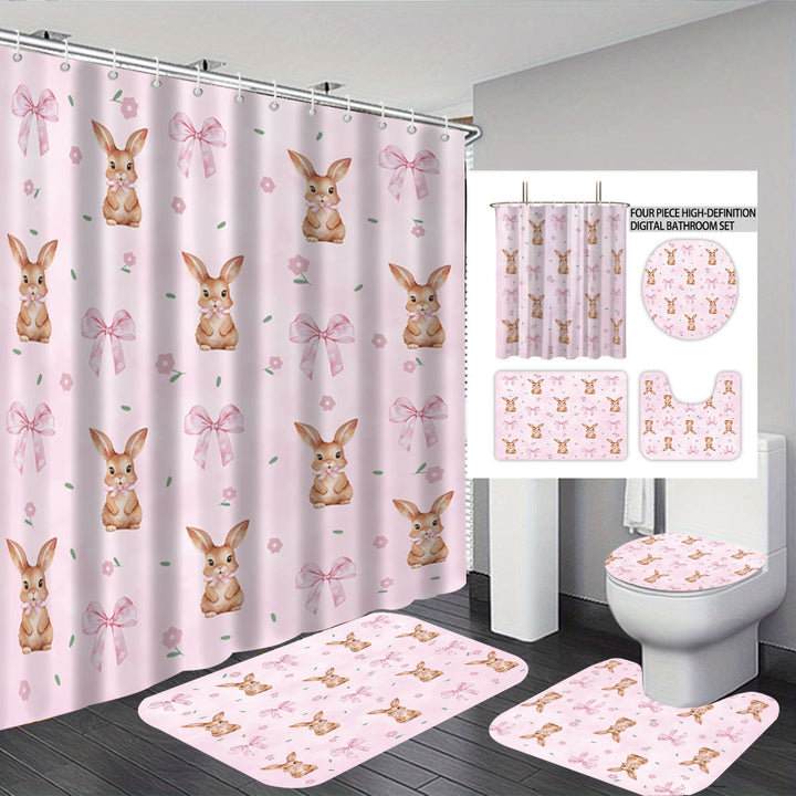 Bunny-Themed Digital Bathroom Decor Set Bowlift