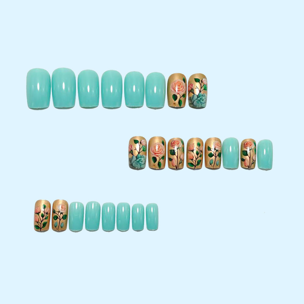 Acrylic nails with romantic floral patterns Bowlift