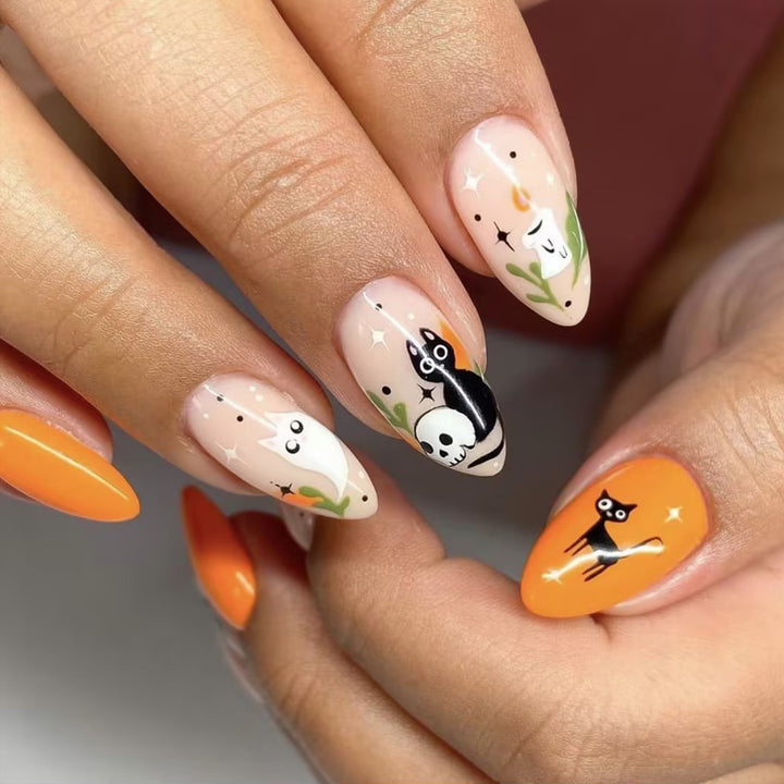 Artistic Press-On Nail Art With Whimsical Animal Designs Bowlift
