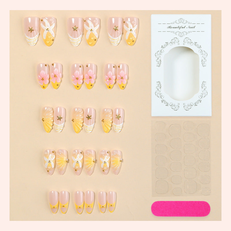 Artistic Press-On Nail Set with Floral and Decorative Designs Bowlift