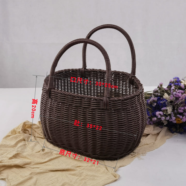 Women braided storage basket with sturdy carrying handles Bowlift